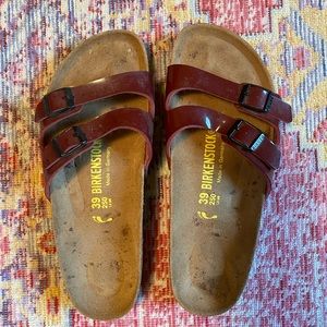 Birkenstock maroon Ibiza sandals size 39